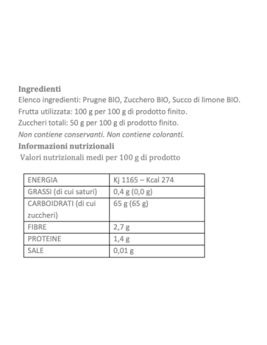 CONFETTURA EXTRA DI PRUGNE 220g...